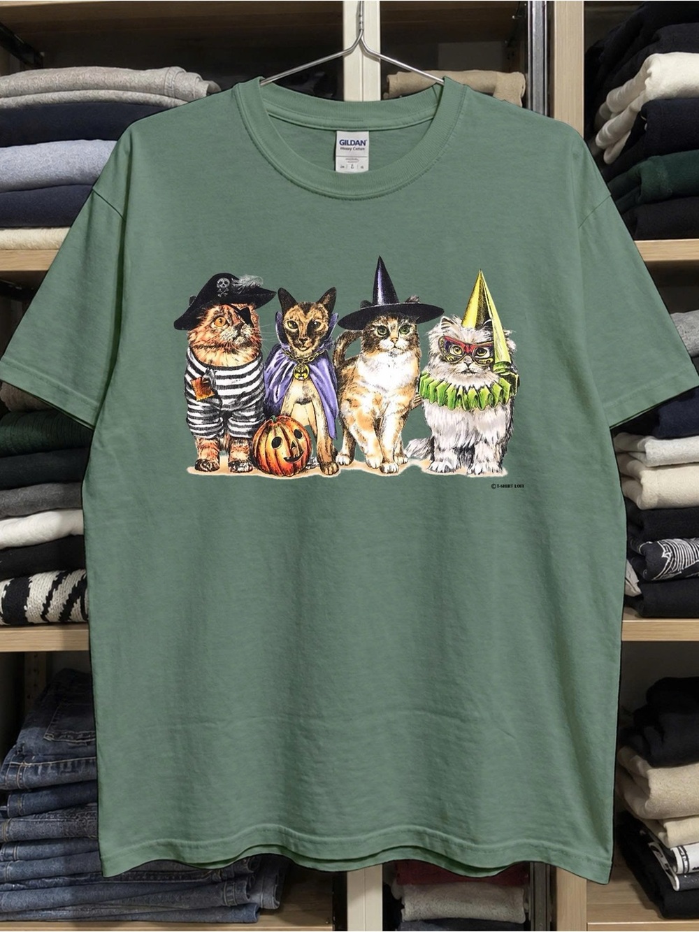 Witch Cat Graphic Tee, Retro Spooky Halloween Season